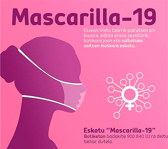 “Mascarilla 19” indarkeria matxistaren biktimentzat eskuragarri jarri den pasahitza